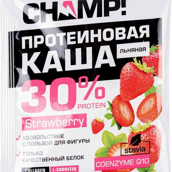 Каша льняная протеиновая Champ! 30% Protein Strawberry