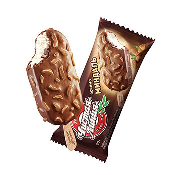 Эскимо с Миндалем Чистая Линия Ванильный в шоколадной глазури 80 г, Россия