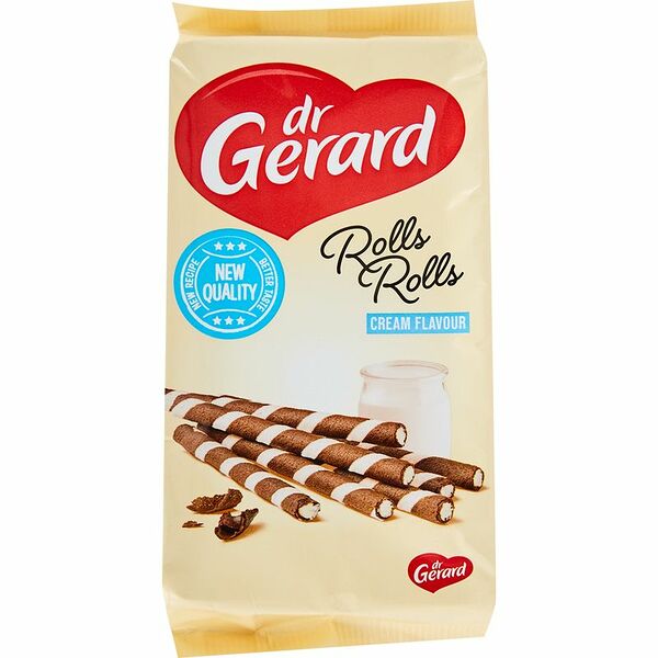 Трубочки Dr.Gerard Rolls Rolls вафельные с какао со сливочным кремом, 112г