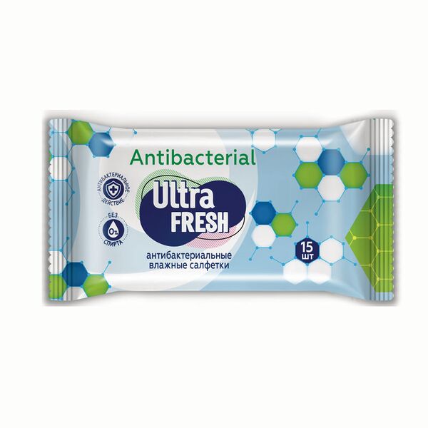 Салфетки Ultra Fresh Antibacterial Антибактериальные влажные 15 шт