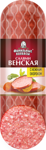 

Колбаса полукопченая ФАМИЛЬНЫЕ КОЛБАСЫ Салями Венская категория В, 400г