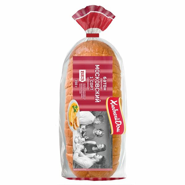 Батон Хлебный Дом Московский нарезка 1 сорт, 350г