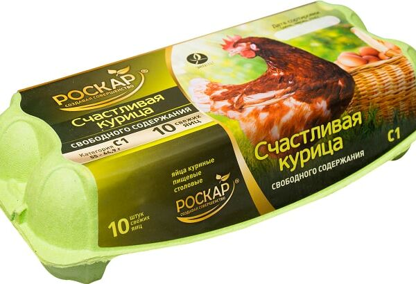 Яйца Роскар Счастливая курица С1 коричневые 10шт