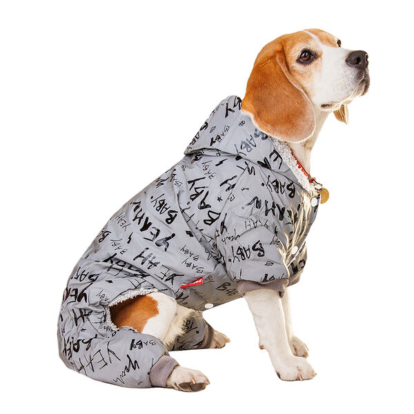 Комбинезон для собак Petmax светоотражающий с буквами 3XL серый (унисекс)