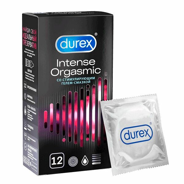 Durex Intense Orgasmic Презервативы рельефные со стимулирующим гель-смазкой 12 шт