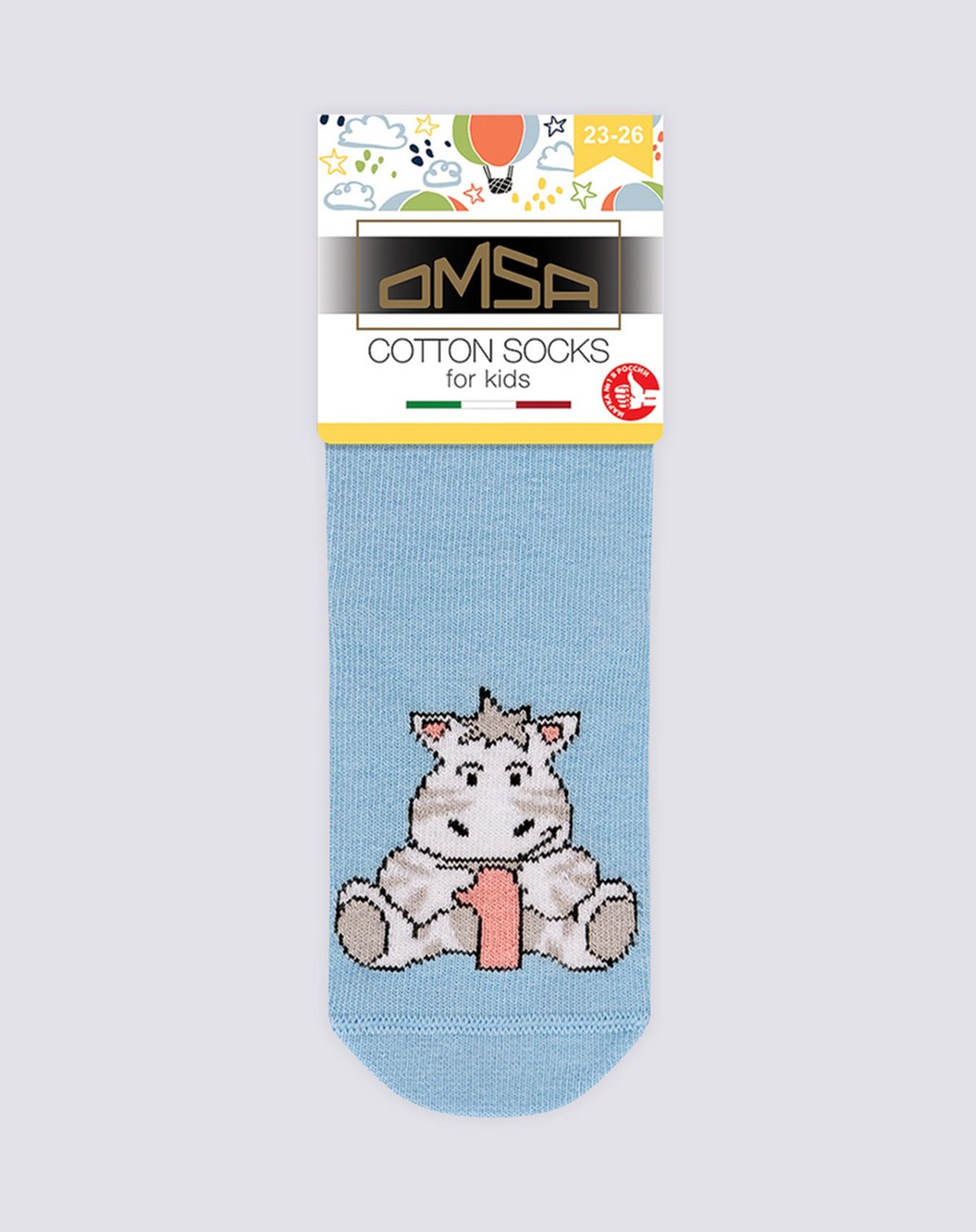 

Носки детские OMSA Kids Calzino, с дизайном цифры, blu chiaro