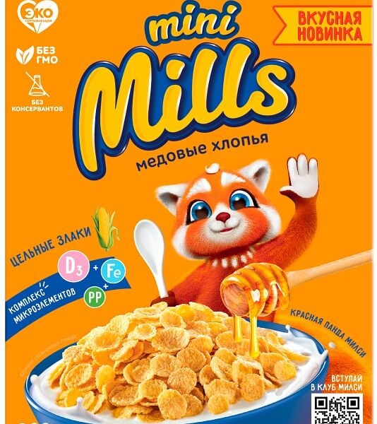 Хлопья Mini Mills кукурузные Медовые 200г