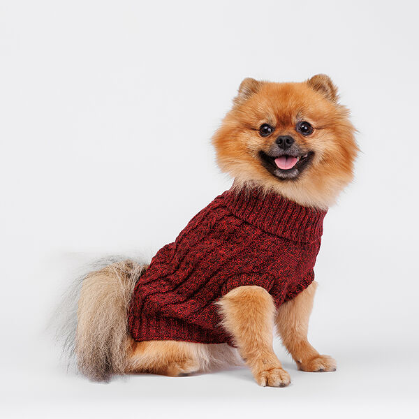 Свитер вязаный для собак, 35 см, бордовый