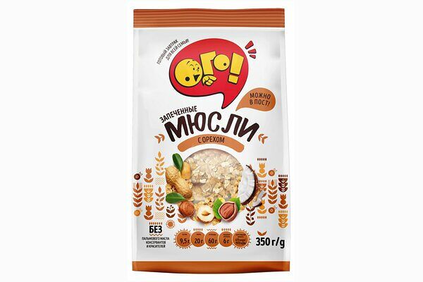 Готовый завтрак Ого! Мюсли запеченные с орехом 