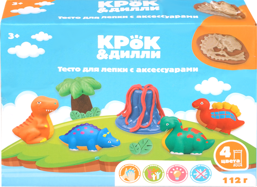 

Тесто для лепки КРОК&ДИЛЛИ с аксессуарами, 12 предметов, Арт. 909995906