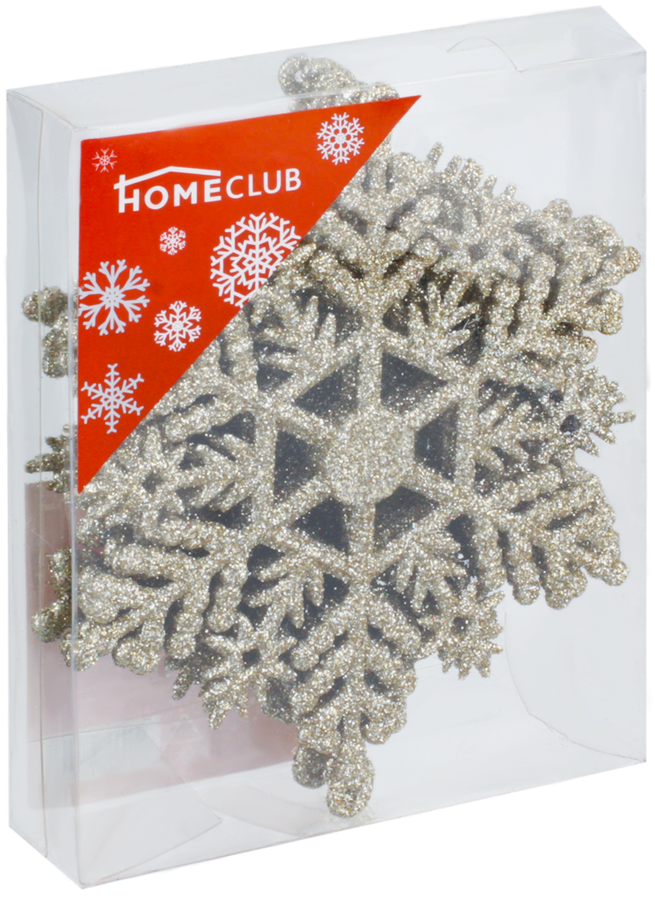 

Набор елочных украшений Homeclub Снежинки 11 см пластик 6 шт