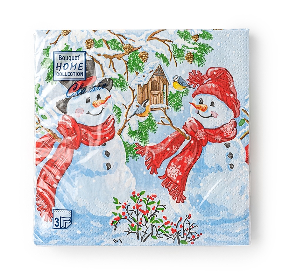 

Салфетки одноразовые Home Collection «Два снеговика» 33*33, 3сл 20шт, Россия
