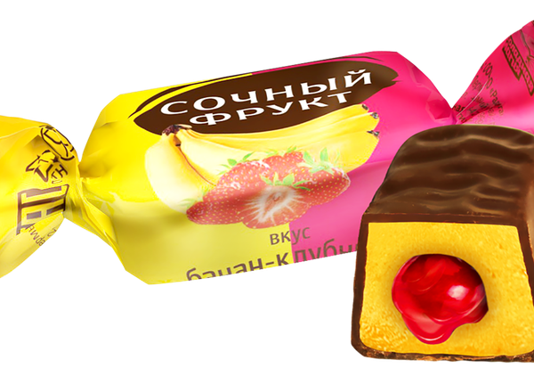 Конфеты ШОКОЛАДНАЯ МАГИЯ Сочный фрукт. Банан-клубника 