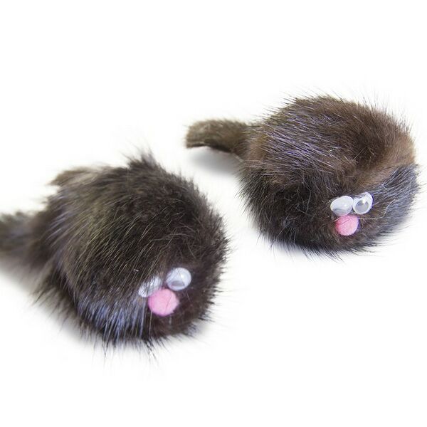 Игрушка Зверек из норки (с натуральной норкой), 5 см (2 шт)