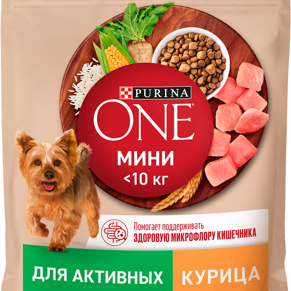 Сухой корм для собак Purina One Mini при активном образе жизни с курицей и рисом