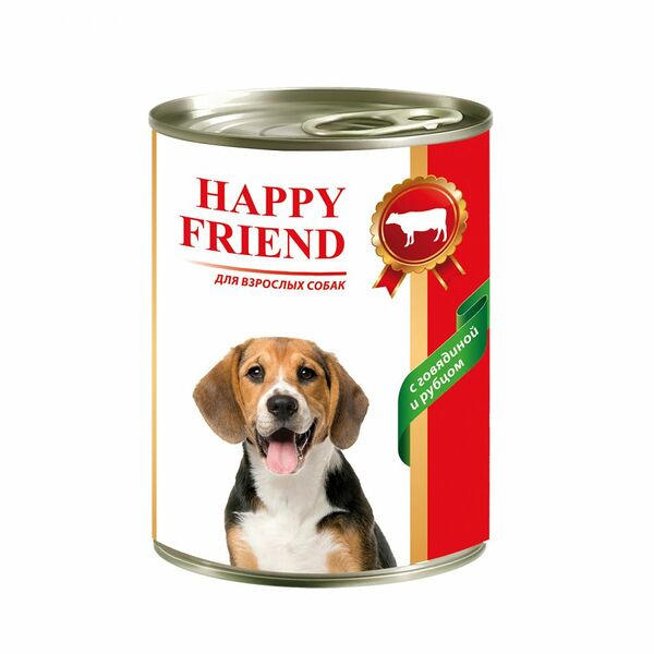 Корм для собак HAPPY FRIEND с говядиной и рубцом банка