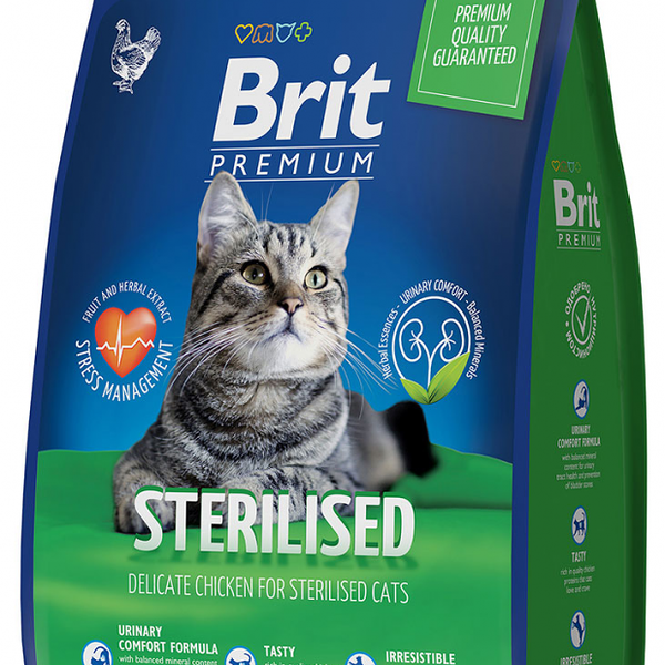 Корм для стерилизованных кошек Brit Premium Sterilized с курицей