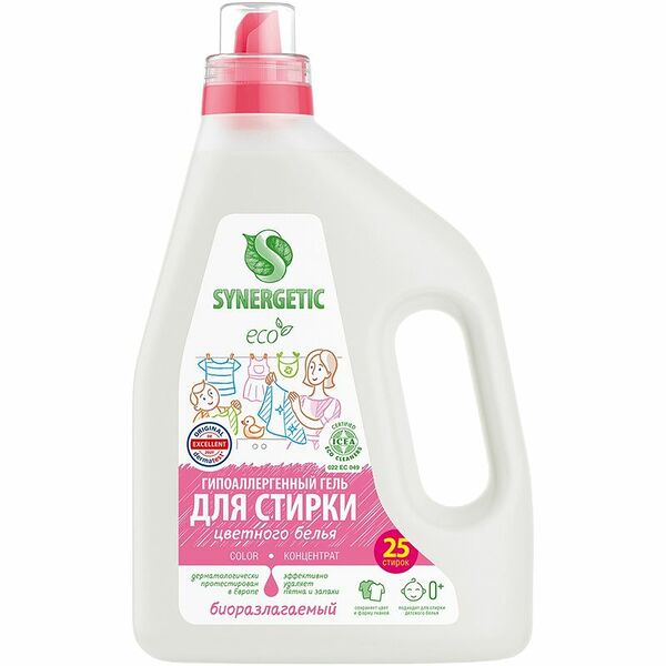 Гель для стирки цветного белья концентрат гипоаллергенный Synergetic