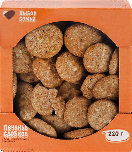 Печенье сдобное ВЫБОР СЕМЬИ Сантэ с пшеничными отрубями, 220г