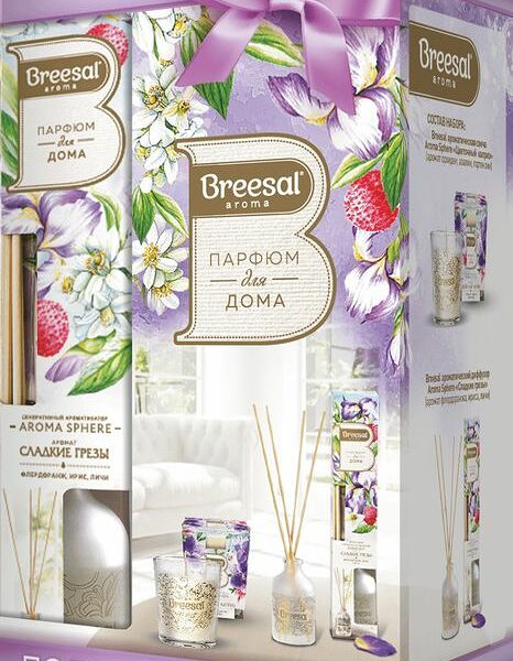 Набор подарочный Breesal Aroma Sphere Свеча цветочный каприз и Диффузор сладкие грезы