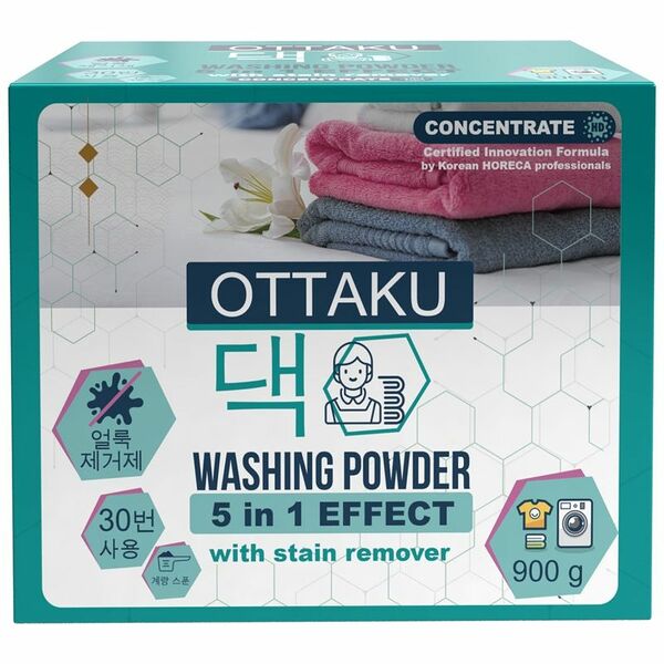 Порошок Ottaku 5in1 Effect стиральный концентрированный, универсальный с пятновыводителем 900г, Россия