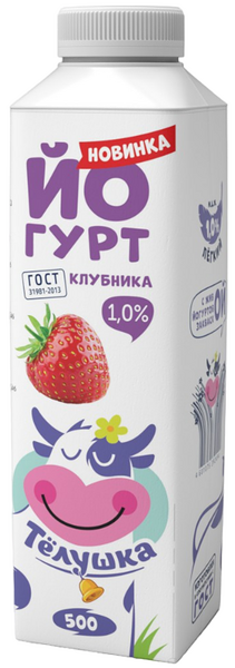 Йогурт питьевой Тёлушка Клубника, 1% 500мл