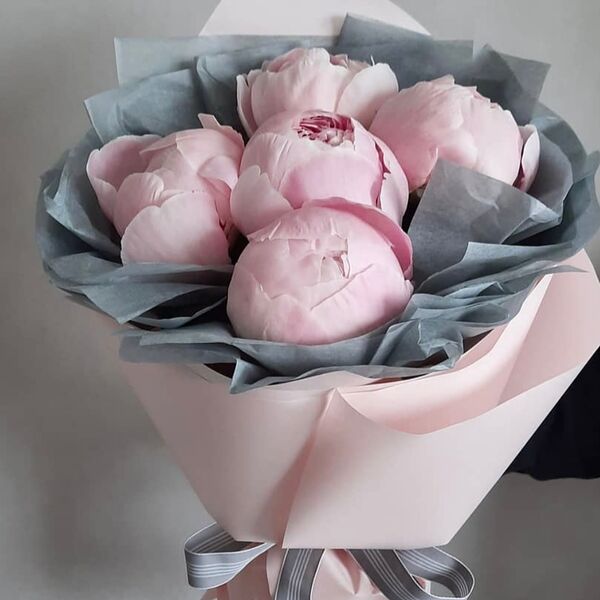 Букет из 5 розовых пионов