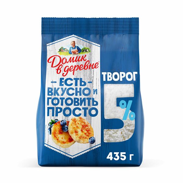 Творог рассыпчатый Домик в деревне, 5%, в мягком пакете