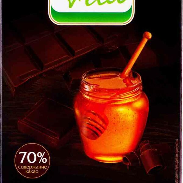 Шоколад горький на меду Глобус Вита 70 % какао