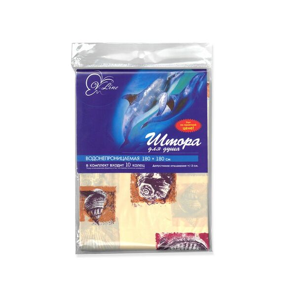 Занавеска для ванной комнаты Бежевые ракушки, 180х180 см, полиэтилен