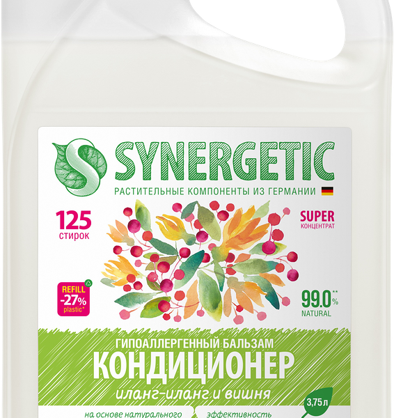 Кондиционер-бальзам для белья SYNERGETIC Иланг-иланг и вишня 3750мл
