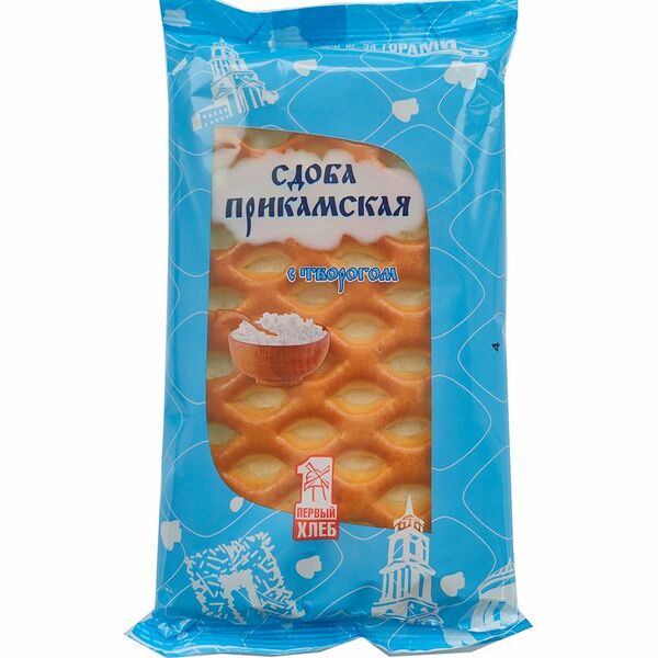Сдоба Первый хлеб Прикамская с творогом, высший сорт
