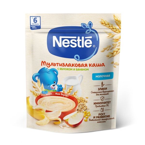 Nestle Каша Молочная Мультизлаковая с яблоком и бананом 200 г