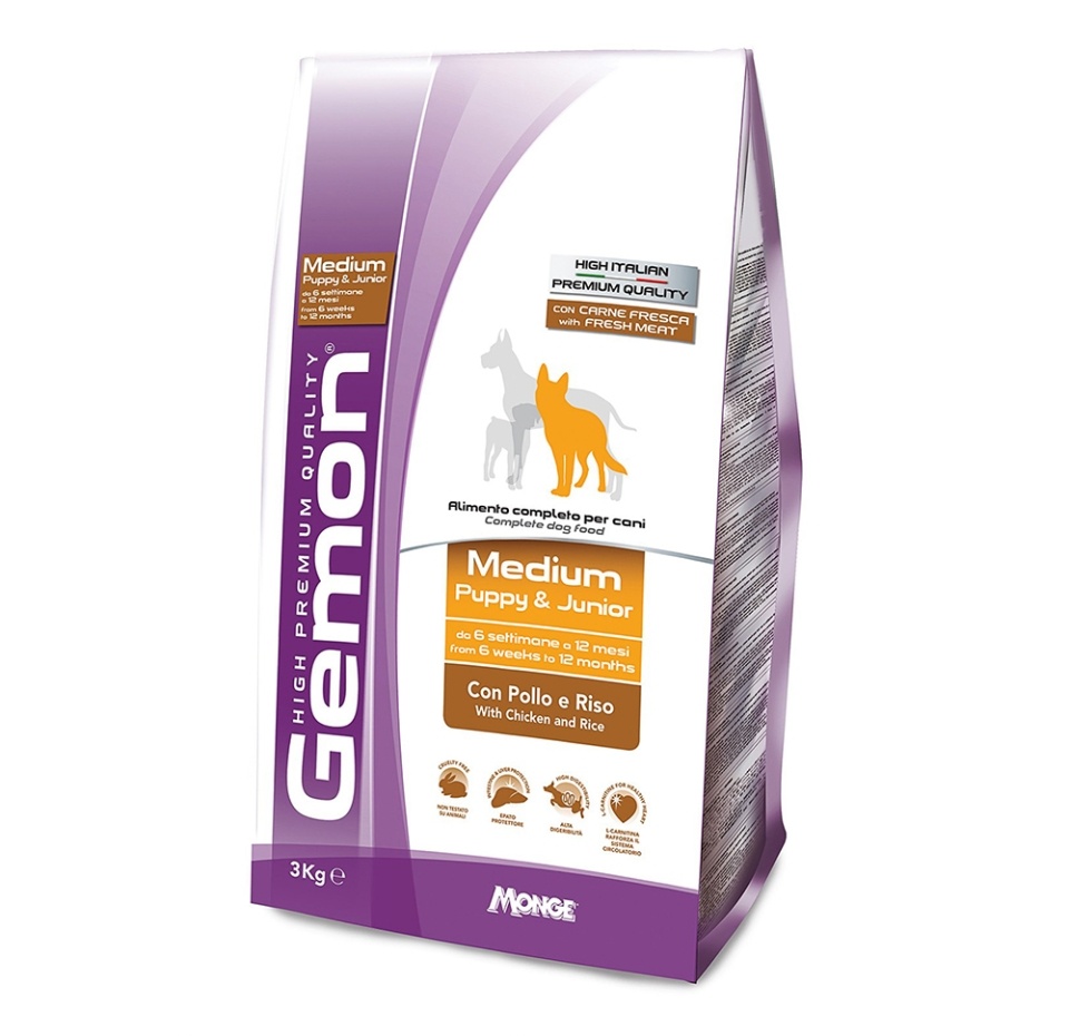 

Корм для щенков Gemon Dog Medium средних пород курица с рисом