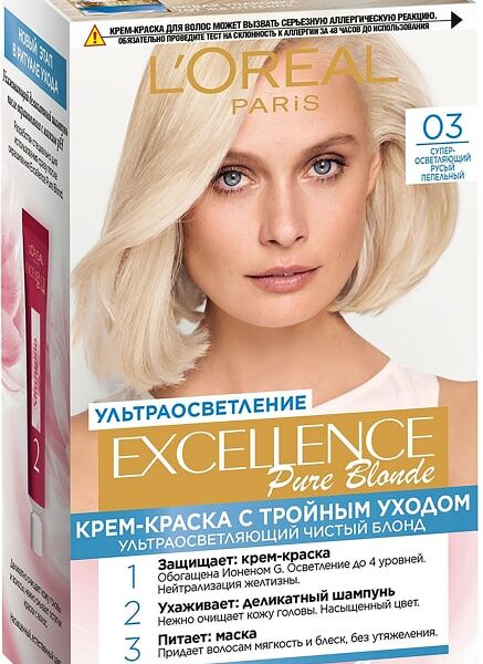 Крем-краска для волос Excellence Color 03 Супер осветляющий русый пепельный