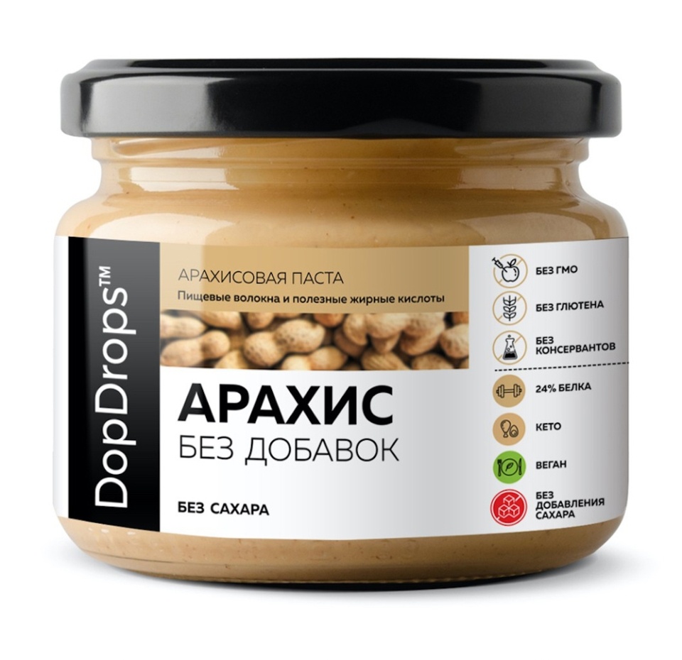 

Паста арахисовая DopDrops без сахара 250 г