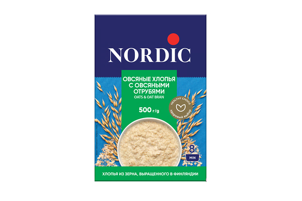 Хлопья Nordic овсяные с овсяными отрубями