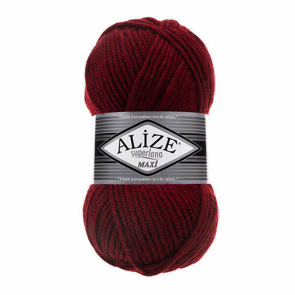 Пряжа ALIZE 'Superlana maxi' 100гр. 100м. (75% акрил, 25%шерсть) ТУ(57 бордо)