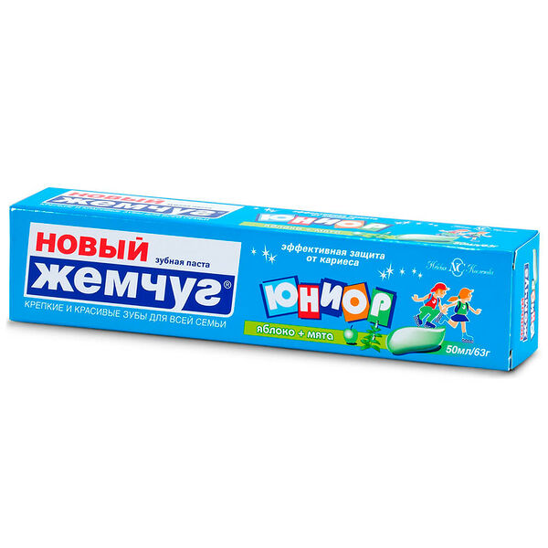 Зубная паста Новый жемчуг 50мл юниор яблоко+мята 7-14лет