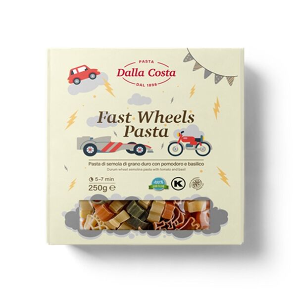 Макаронные изделия Dalla Costa Быстрые гонки с томатами и базиликом (без добавления яиц) 250г, Италия