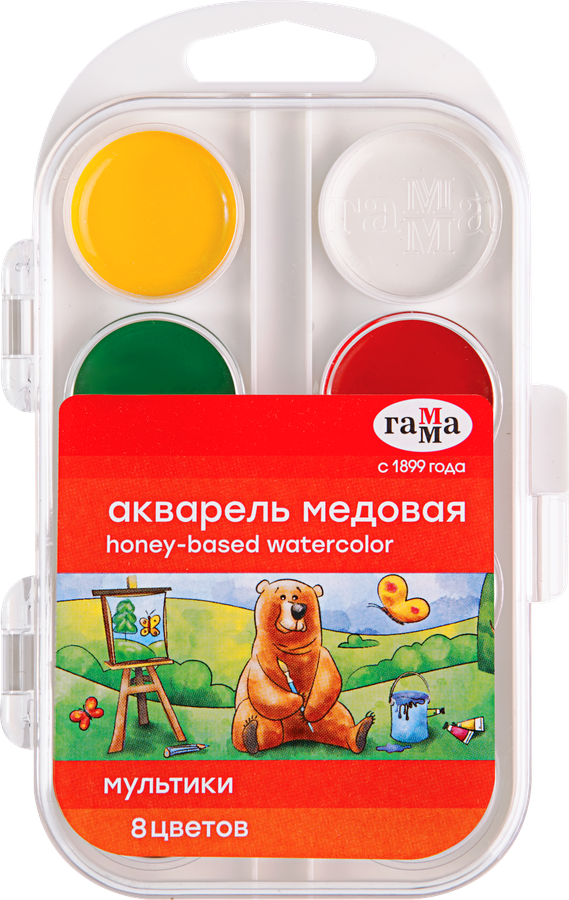 

Акварель медовая Гамма Мультики 8 цветов без кисти