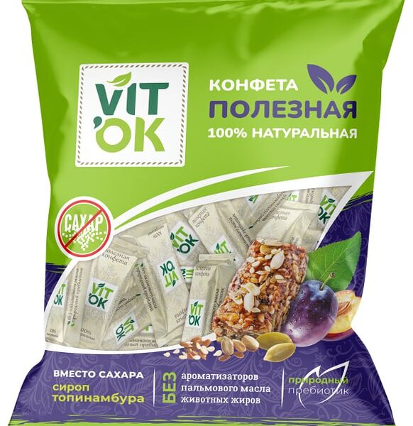 Конфеты VITok неглазированные с топинамбуром 120г