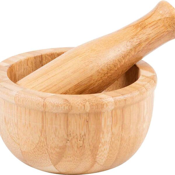 Ступка с пестиком из бамбука 512912, 9х4,8 см