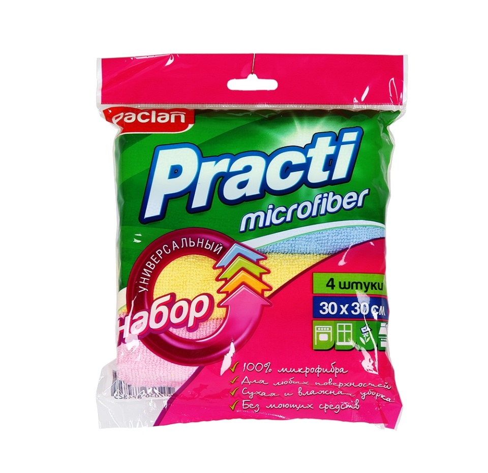 

Салфетки хозяйственные Paclan из микрофибры 30х30 см 4 шт