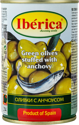 

Оливки Iberica с анчоусом 300 г