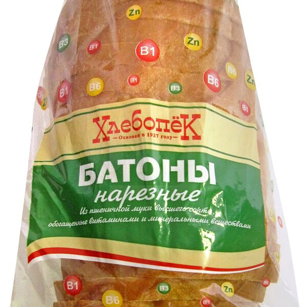 Батон Хлебопек Нарезной витаминизированный в нарезку высший сорт