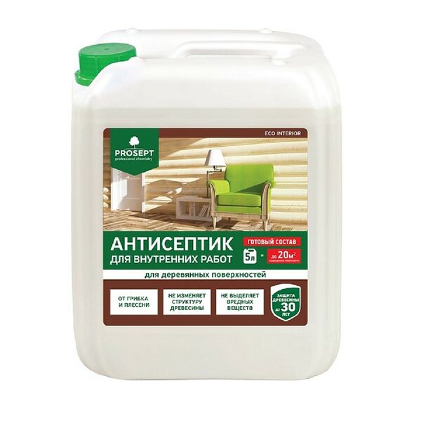 Антисептик для внутренних работ Prosept Eco Interior, 5 л