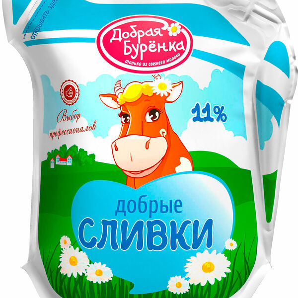 Сливки Добрая буренка 11%