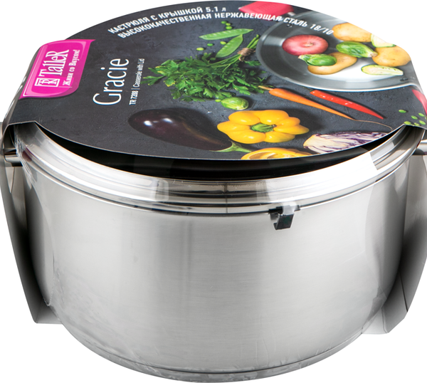 Кастрюля TALLER Грейси нержавеющая сталь 5.1л Арт. TR-7288