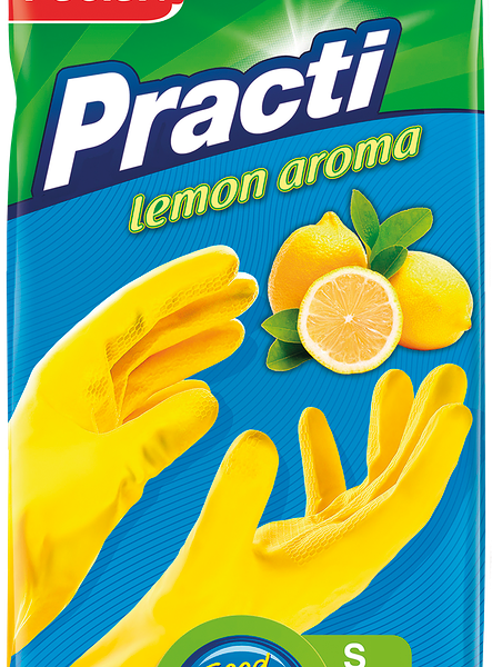 Перчатки хозяйственные PACLAN Practi, с ароматом лимона, размер L, резиновые, желтые